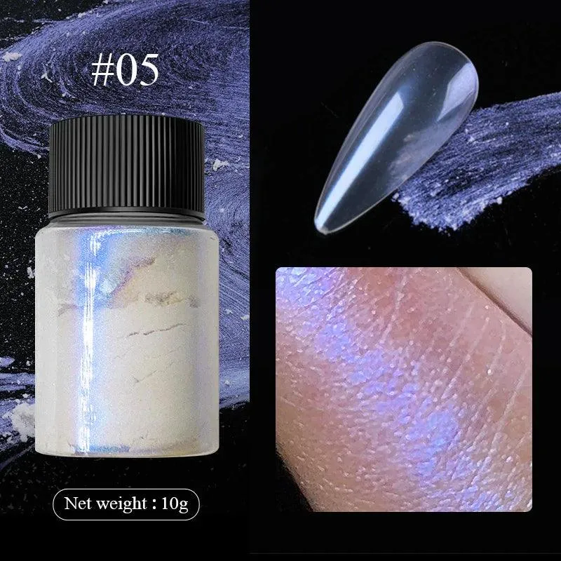 Aurora Chrome Nail Art Kit: Radiant Glitter Powder & Mirror Pigment