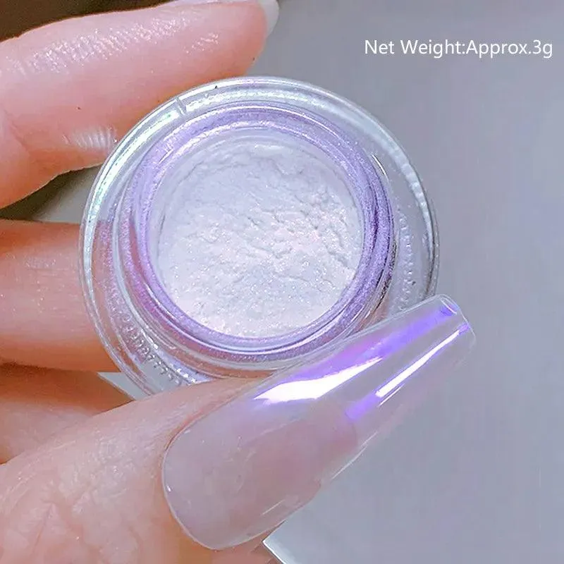 Aurora Chrome Nail Art Kit: Radiant Glitter Powder & Mirror Pigment