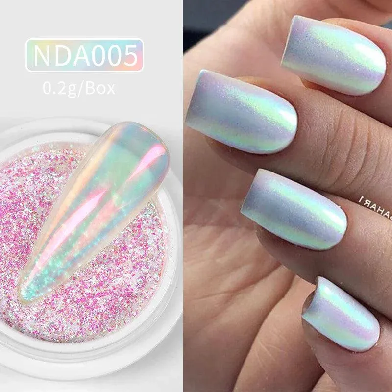 Aurora Chrome Nail Art Kit: Radiant Glitter Powder & Mirror Pigment