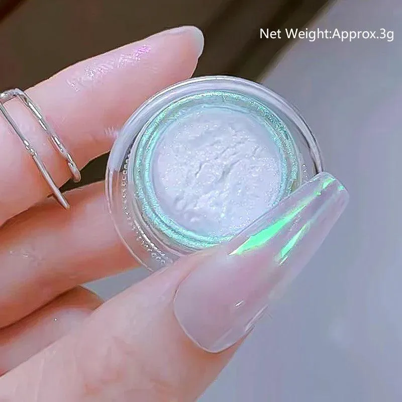 Aurora Chrome Nail Art Kit: Radiant Glitter Powder & Mirror Pigment