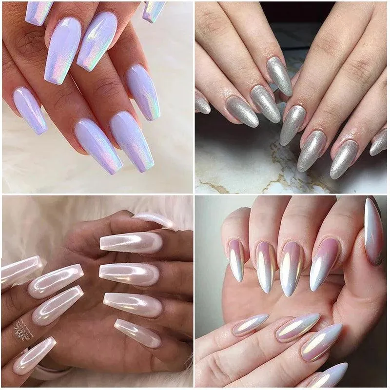 Aurora Chrome Nail Art Kit: Radiant Glitter Powder & Mirror Pigment