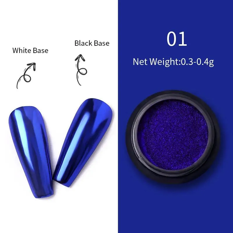 Aurora Chrome Nail Art Kit: Radiant Glitter Powder & Mirror Pigment