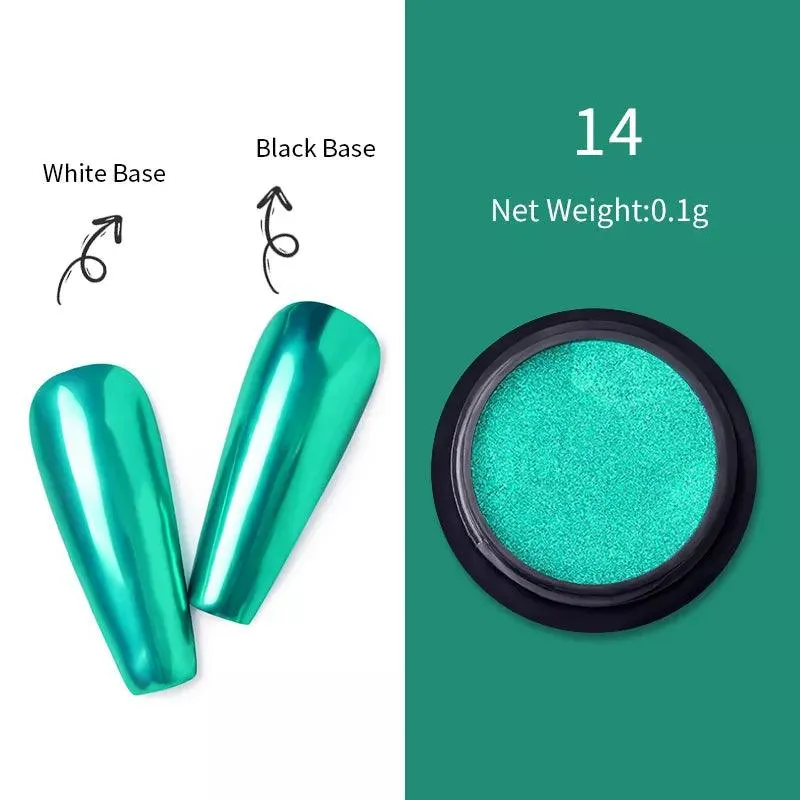 Aurora Chrome Nail Art Kit: Radiant Glitter Powder & Mirror Pigment