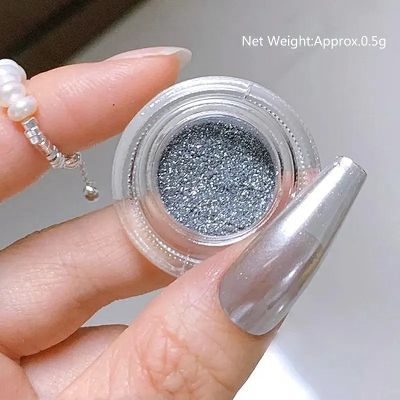 Aurora Chrome Nail Art Kit: Radiant Glitter Powder & Mirror Pigment