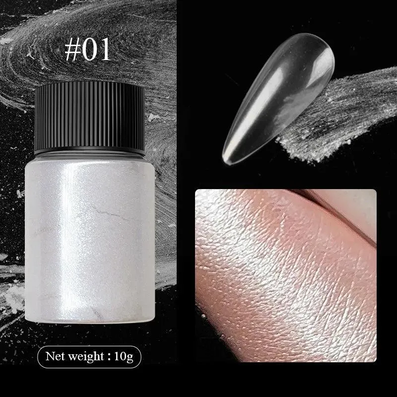 Aurora Chrome Nail Art Kit: Radiant Glitter Powder & Mirror Pigment