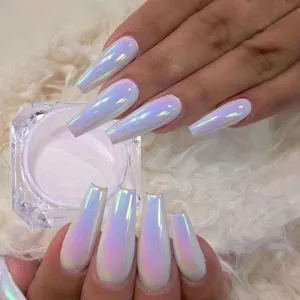 Aurora Chrome Nail Art Kit: Radiant Glitter Powder & Mirror Pigment