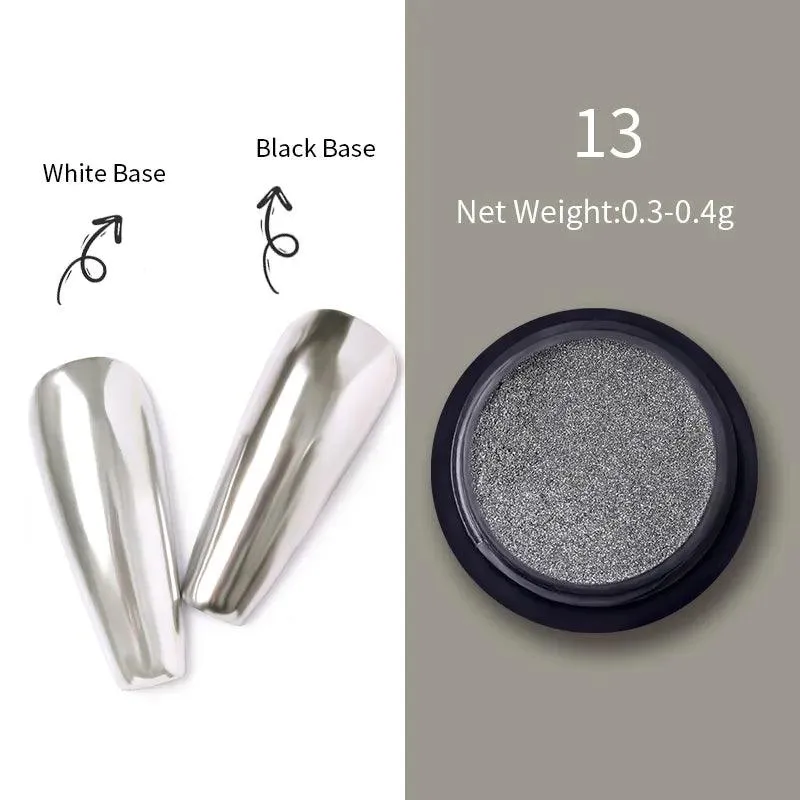 Aurora Chrome Nail Art Kit: Radiant Glitter Powder & Mirror Pigment