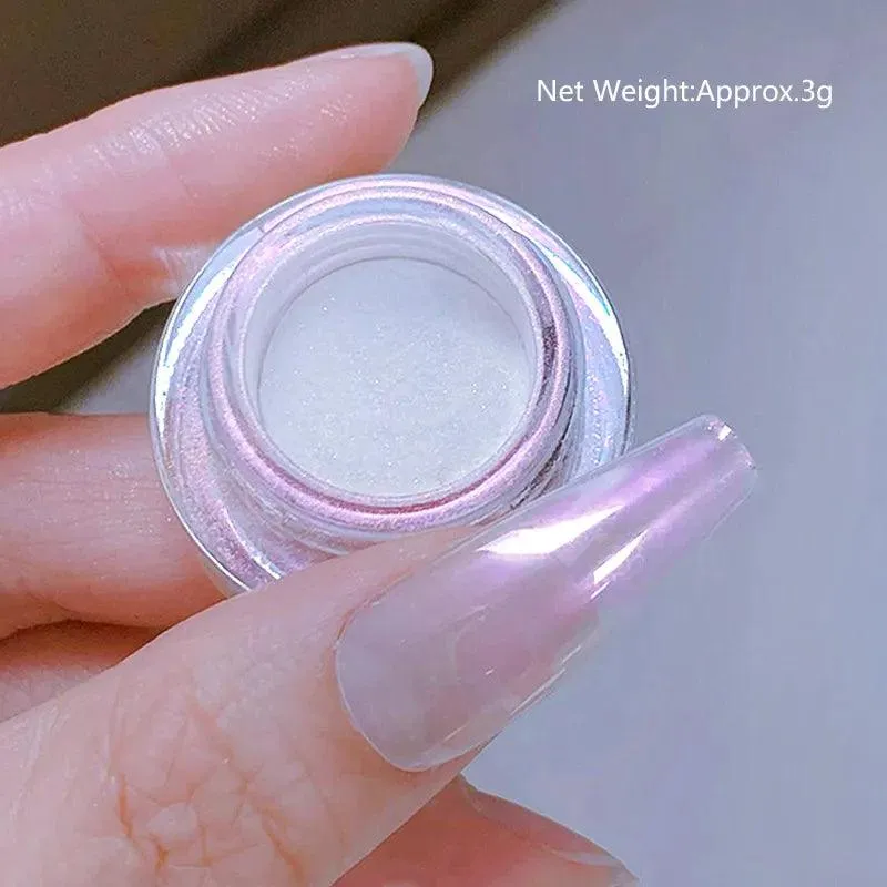 Aurora Chrome Nail Art Kit: Radiant Glitter Powder & Mirror Pigment