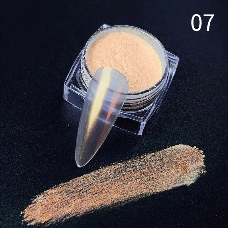 Aurora Chrome Nail Art Kit: Radiant Glitter Powder & Mirror Pigment