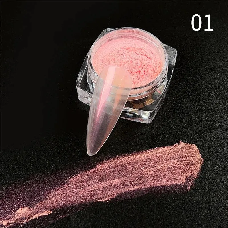 Aurora Chrome Nail Art Kit: Radiant Glitter Powder & Mirror Pigment