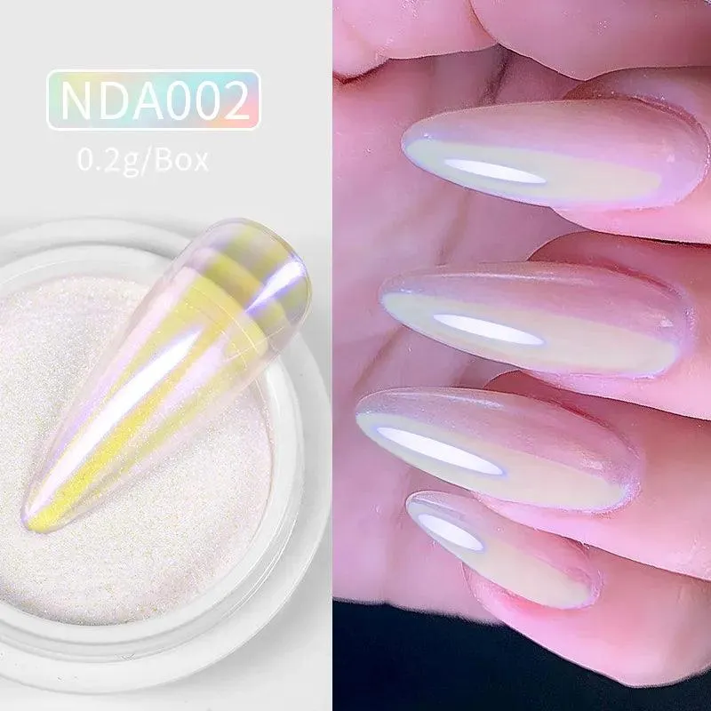 Aurora Chrome Nail Art Kit: Radiant Glitter Powder & Mirror Pigment