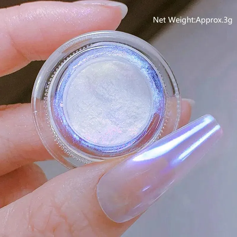 Aurora Chrome Nail Art Kit: Radiant Glitter Powder & Mirror Pigment