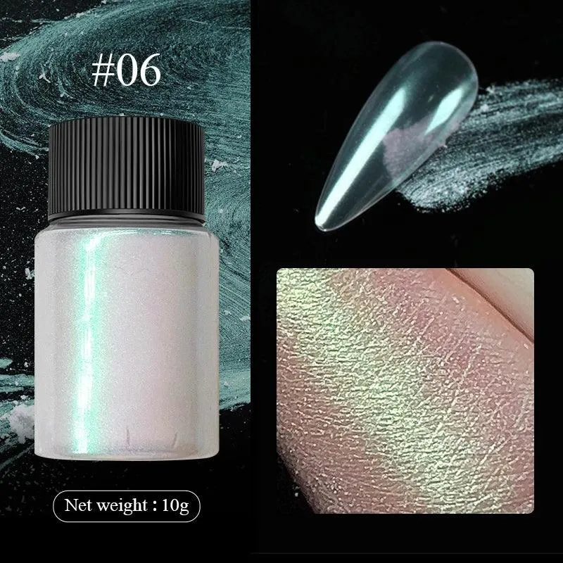 Aurora Chrome Nail Art Kit: Radiant Glitter Powder & Mirror Pigment