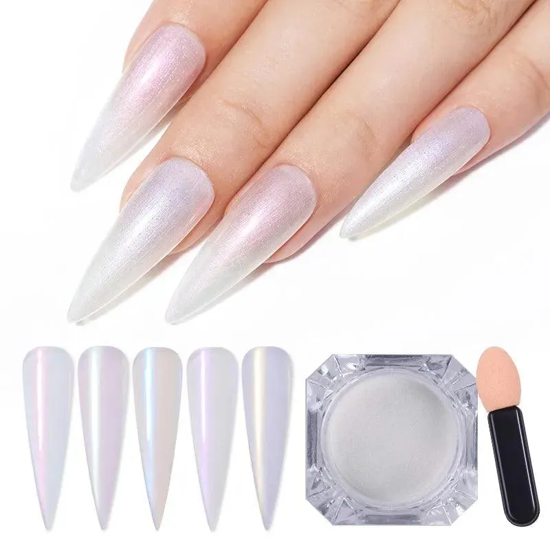 Aurora Chrome Nail Art Kit: Radiant Glitter Powder & Mirror Pigment