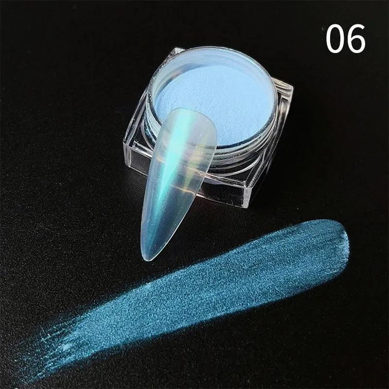 Aurora Chrome Nail Art Kit: Radiant Glitter Powder & Mirror Pigment