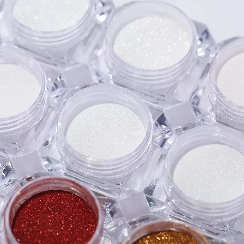 Aurora Chrome Nail Art Kit: Radiant Glitter Powder & Mirror Pigment