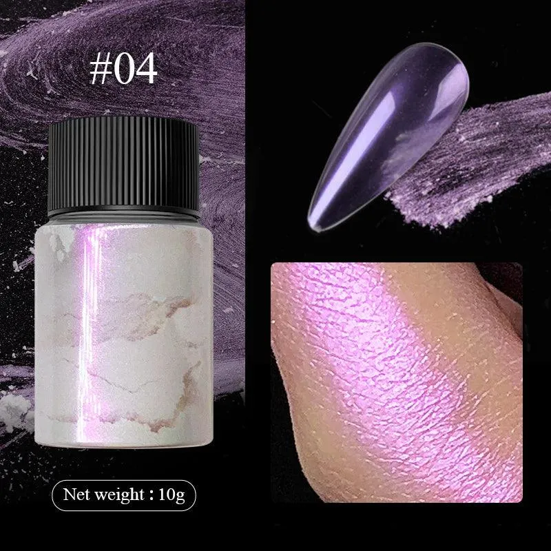 Aurora Chrome Nail Art Kit: Radiant Glitter Powder & Mirror Pigment