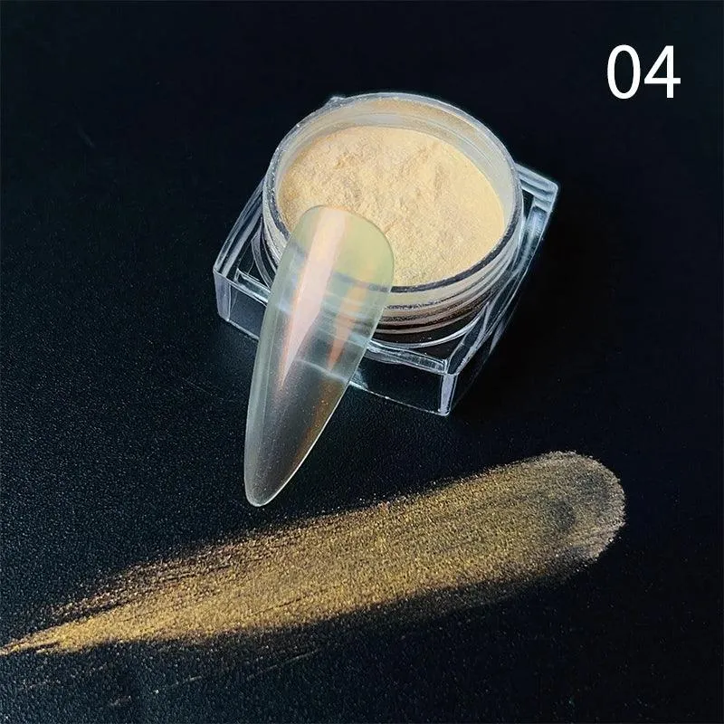 Aurora Chrome Nail Art Kit: Radiant Glitter Powder & Mirror Pigment