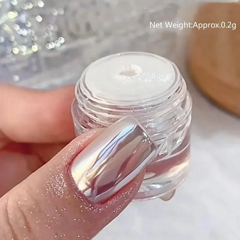 Aurora Chrome Nail Art Kit: Radiant Glitter Powder & Mirror Pigment