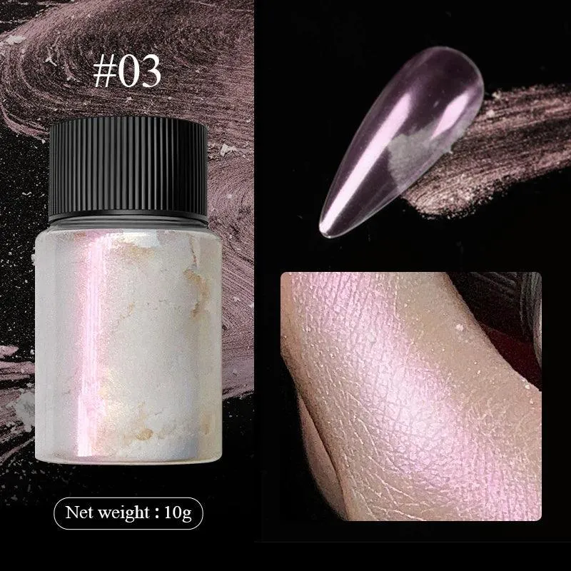 Aurora Chrome Nail Art Kit: Radiant Glitter Powder & Mirror Pigment