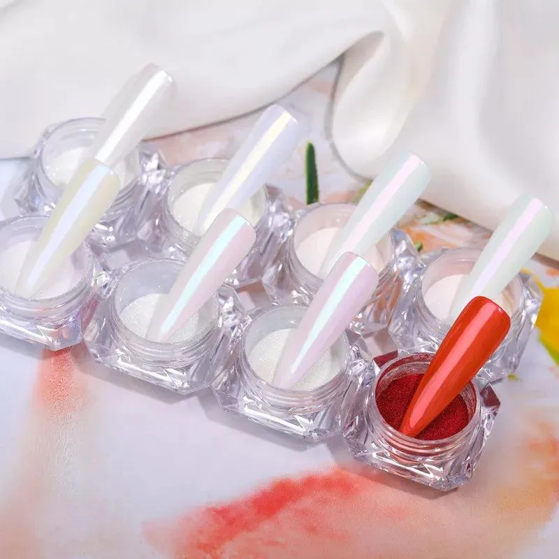Aurora Chrome Nail Art Kit: Radiant Glitter Powder & Mirror Pigment