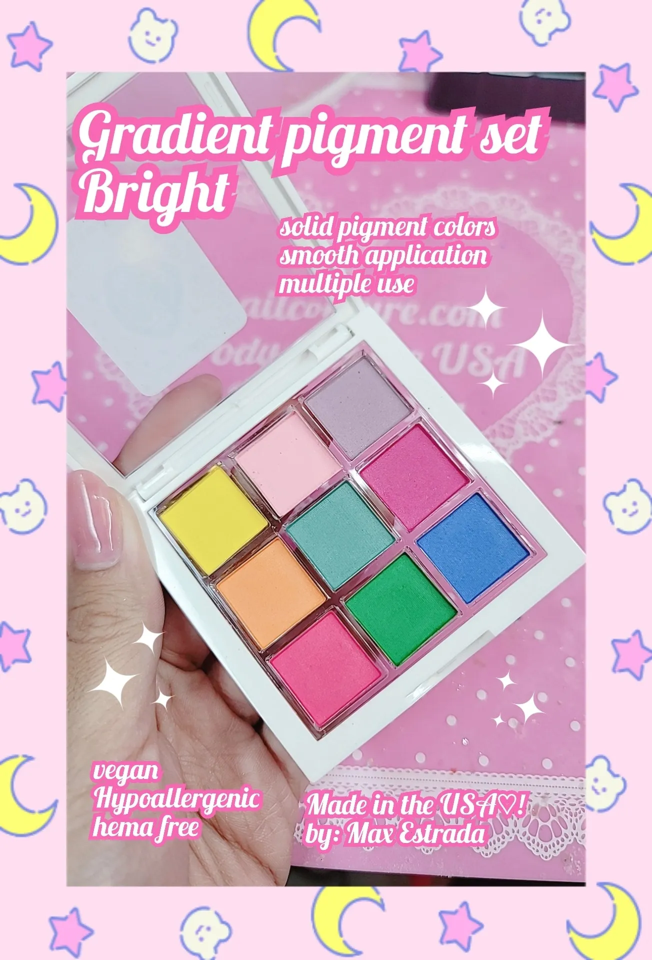 Gradient Pigment Set Bright (Colors Nail Pigment Powder Set, Pearl neon Powder for Nails, Gradient Pearlescent Nail Powder, High-Gloss Acrylic Nail Powder, Mermaid Powder For Nail Art DIY Manicure)