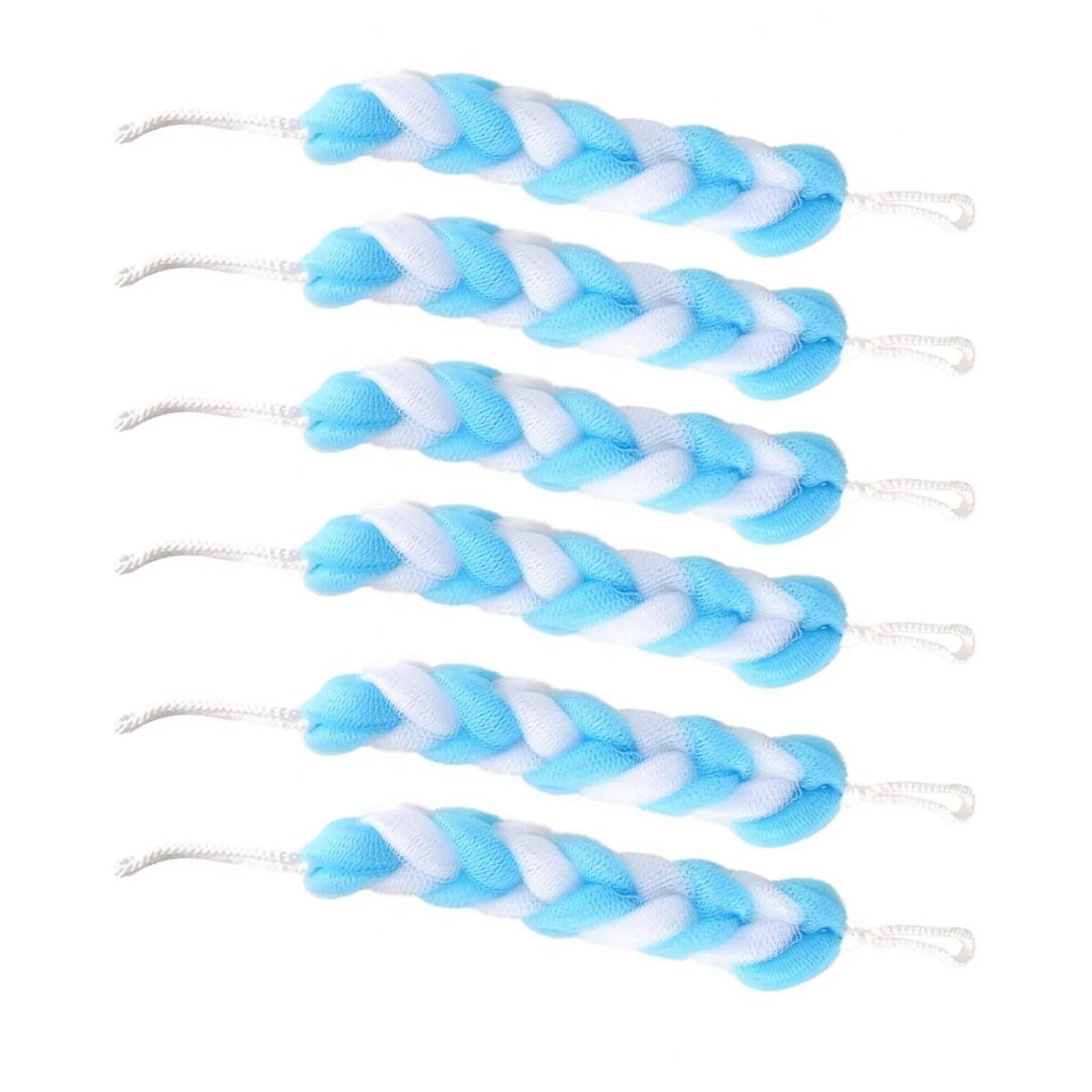 Hanging Bath Shower Long Loofah Sponge Pouf Body Scrubber Small Size (Pack of 6)