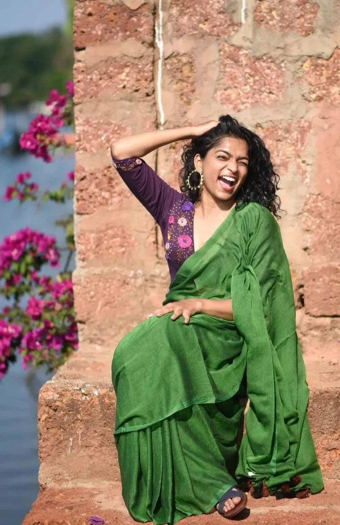 Kiwi Green Modal Liva Saree