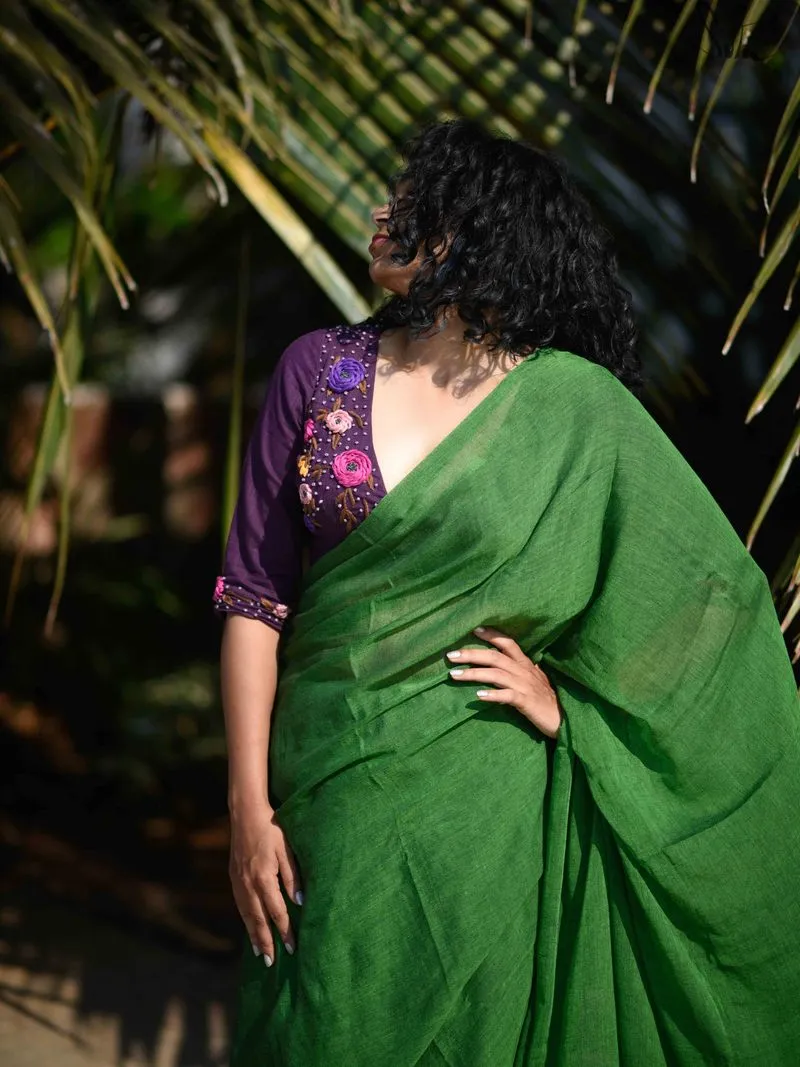 Kiwi Green Modal Liva Saree