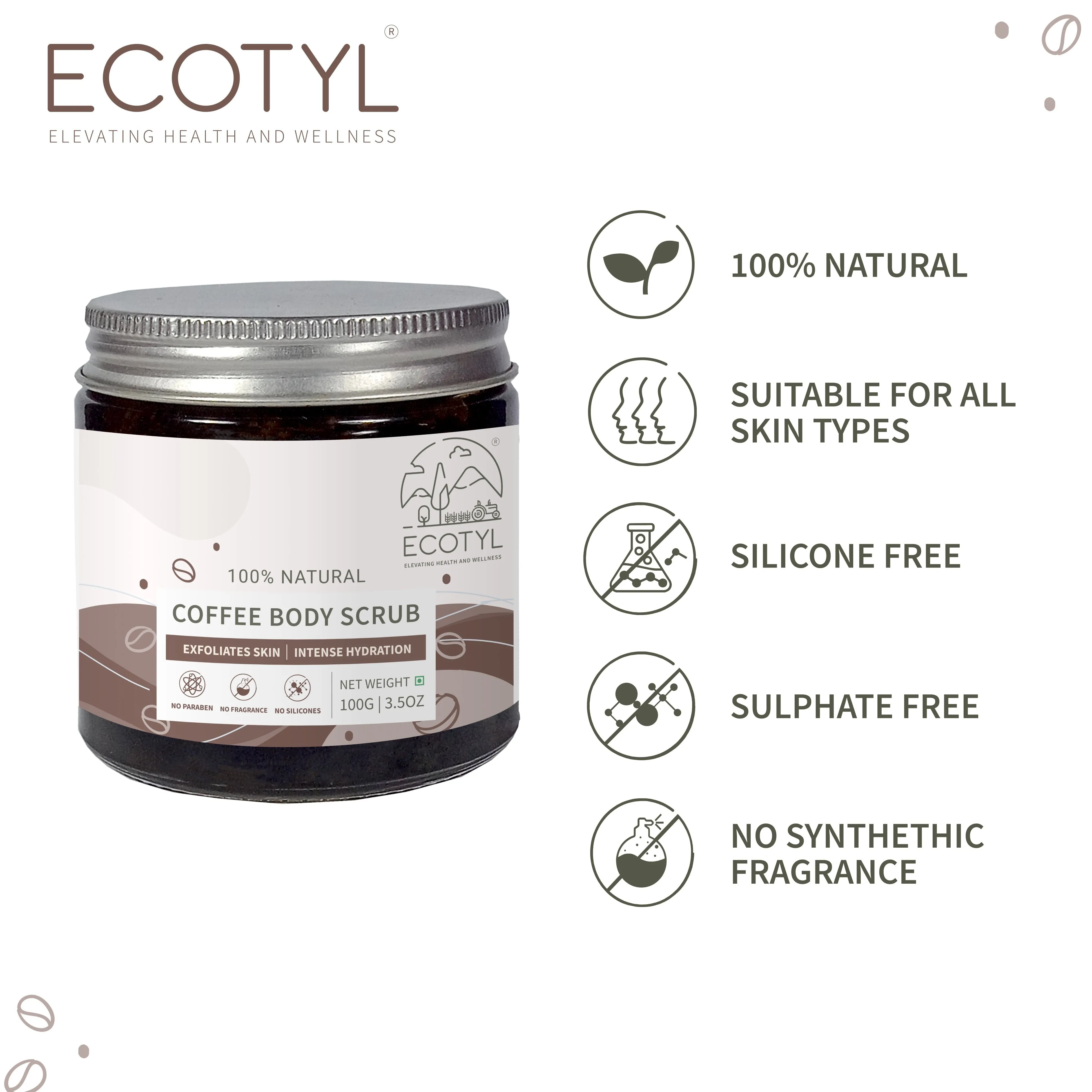 Natural Coffee Body Scrub No Silicones & Mineral Oil