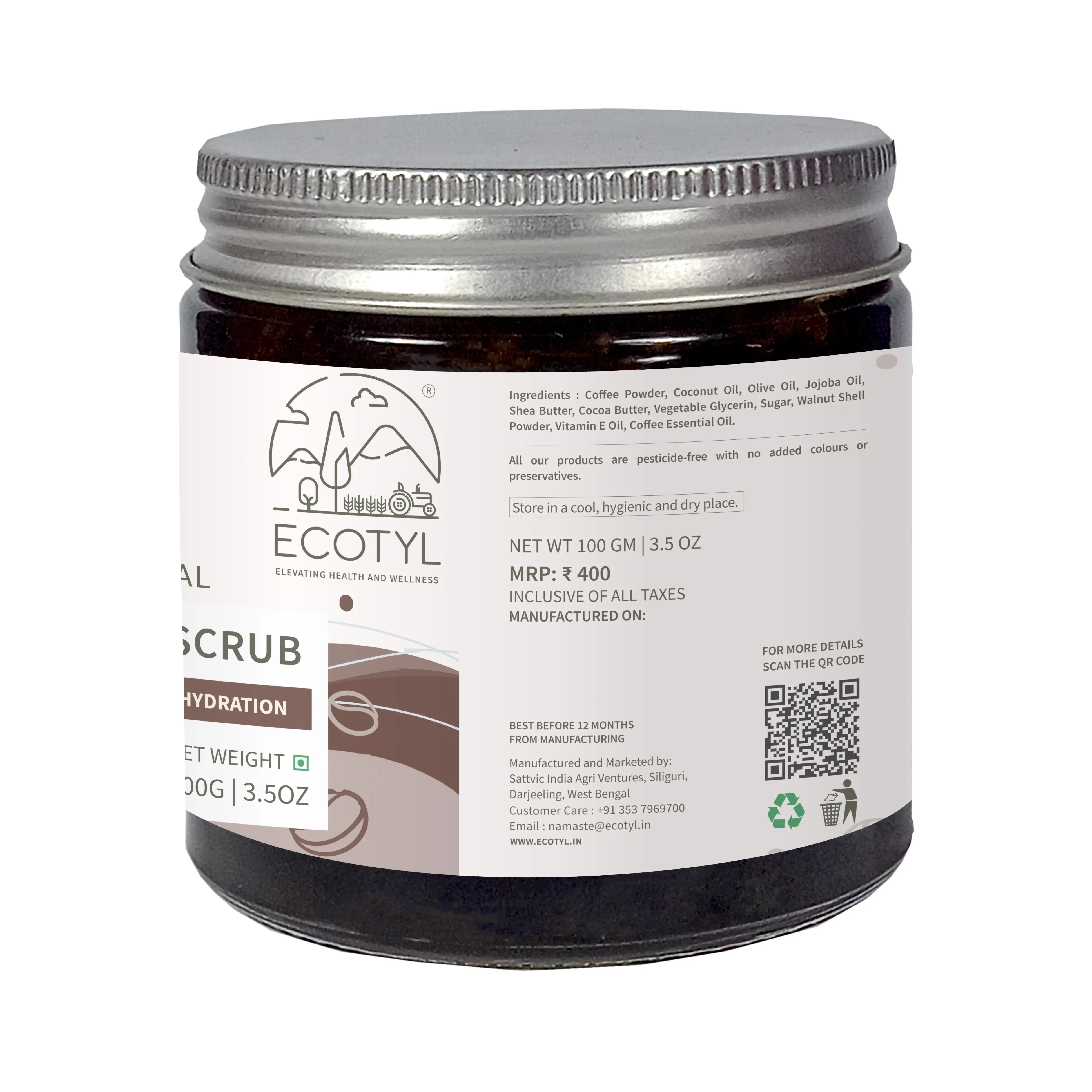 Natural Coffee Body Scrub No Silicones & Mineral Oil