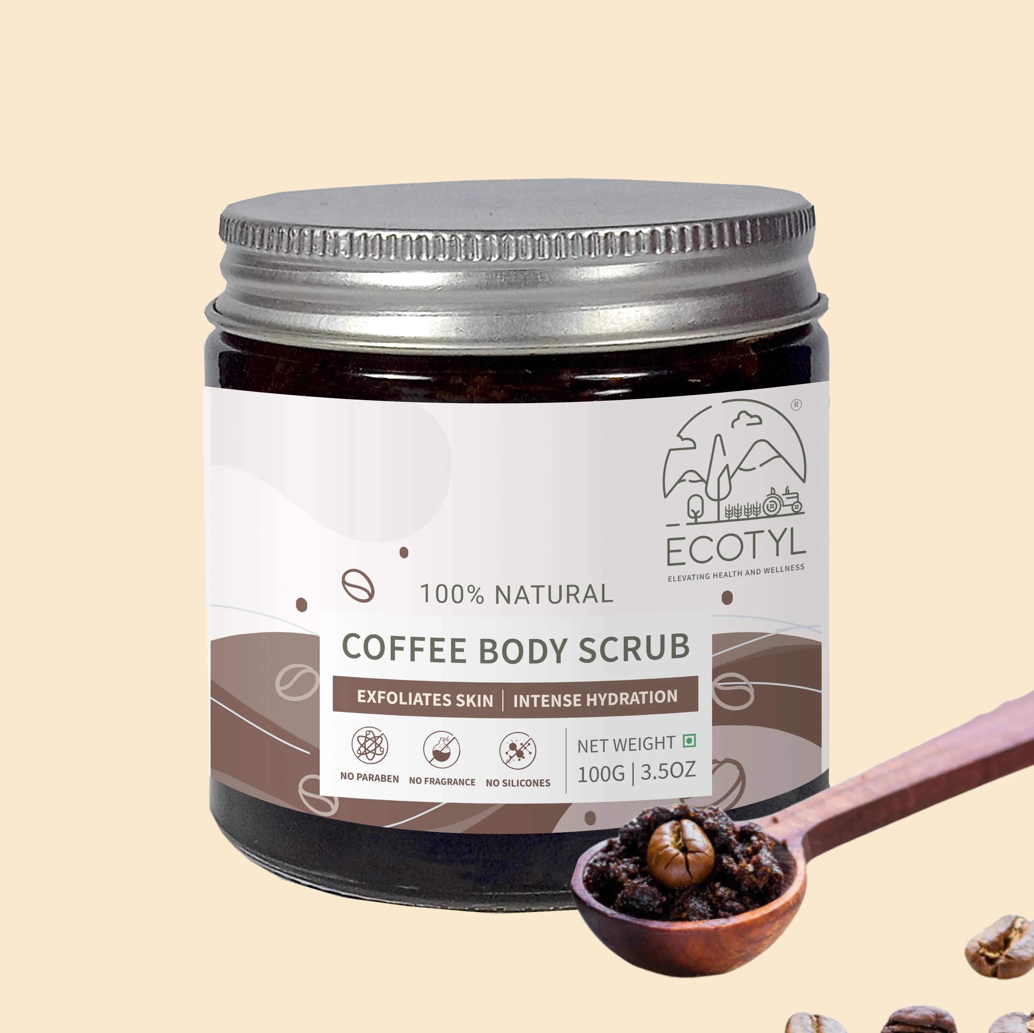 Natural Coffee Body Scrub No Silicones & Mineral Oil