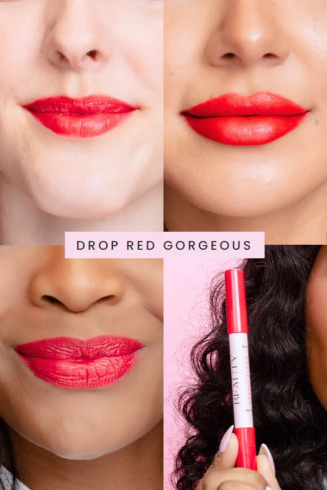Pink Lily Beauty Double Bloom Dual Lipstick and Lip Liner - Drop Red Gorgeous FINAL SALE