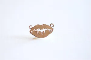 Sterling Silver Lip Connector Charm- 925 Silver Stamp Lip Charm Link Spacer, Silver xoxo lip mark charm, Lipstick Charm, Kiss Mark charm,289