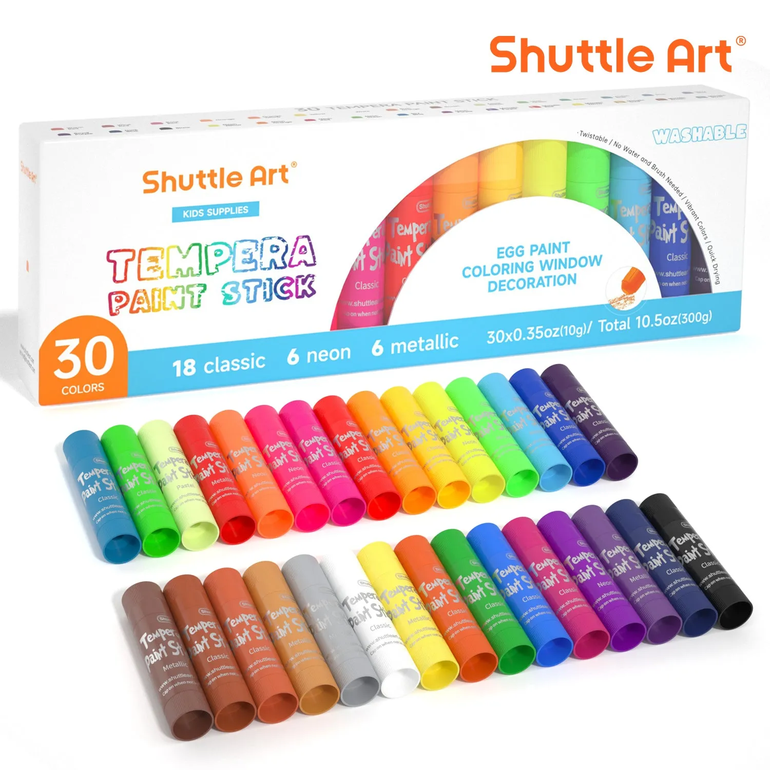 Washable Tempera Paint Sticks - Set of 30